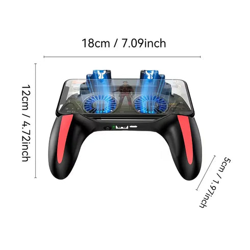 4-Finger Gaming Grip Controller with Dual Cooling Fan & Built-in Battery