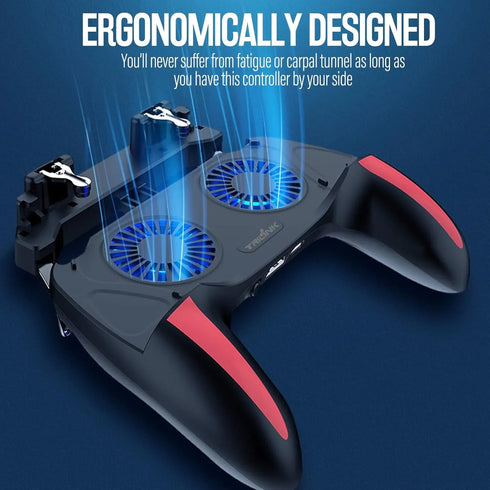 4-Finger Gaming Grip Controller with Dual Cooling Fan & Built-in Battery