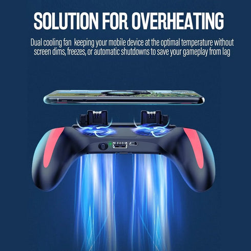 4-Finger Gaming Grip Controller with Dual Cooling Fan & Built-in Battery