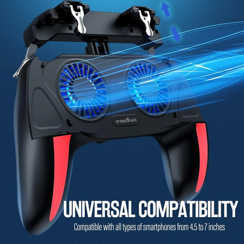 4-Finger Gaming Grip Controller with Dual Cooling Fan & Built-in Battery