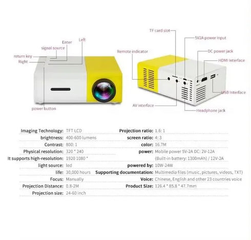 LED Portable Mini Projector - pikzystore.com