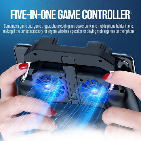 4-Finger Gaming Grip Controller with Dual Cooling Fan & Built-in Battery
