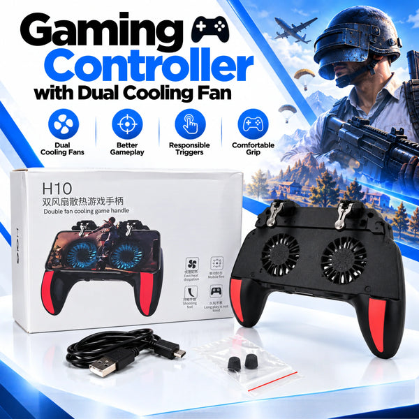 4-Finger Gaming Grip Controller with Dual Cooling Fan & Built-in Battery
