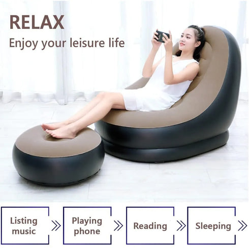 Inflatable Sofa with Footrest With Free Electric Inflator